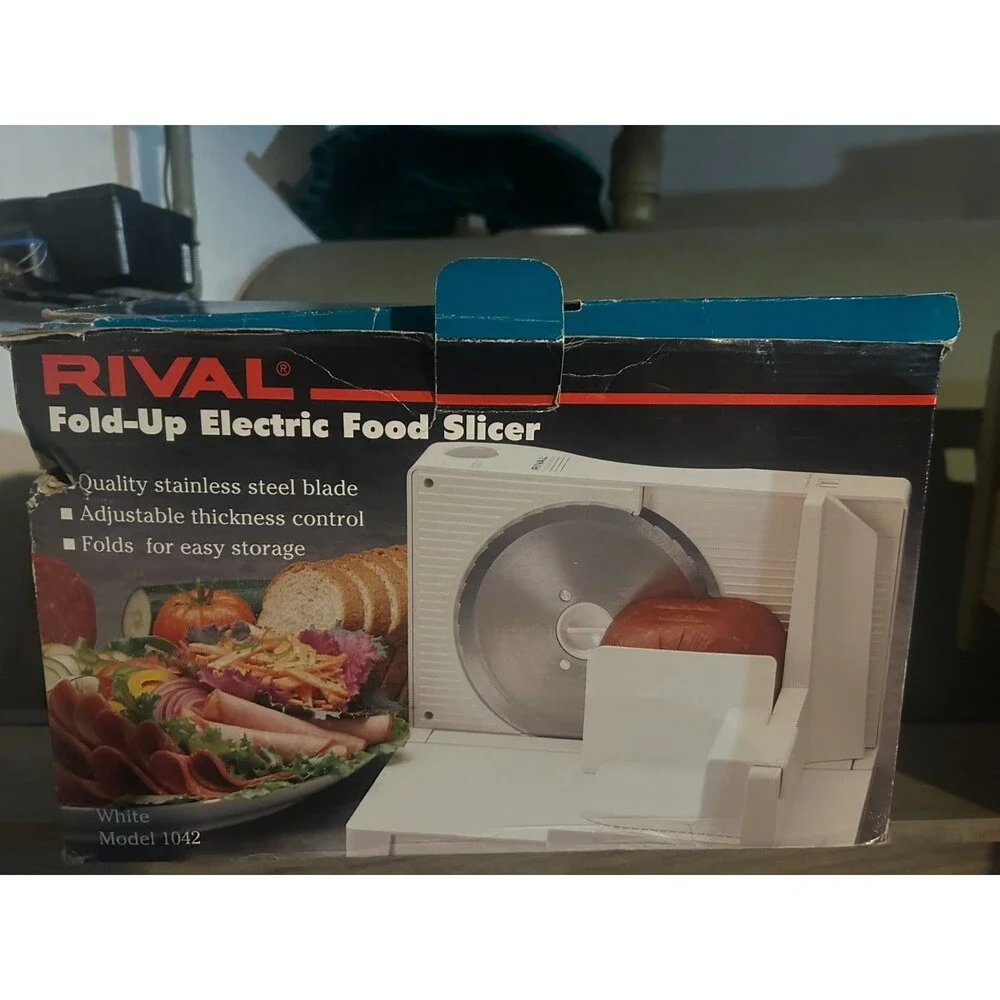 Vintage Rival 1042 Fold-Up Electric Food Slicer Deli Meat Bread Cutter Tested